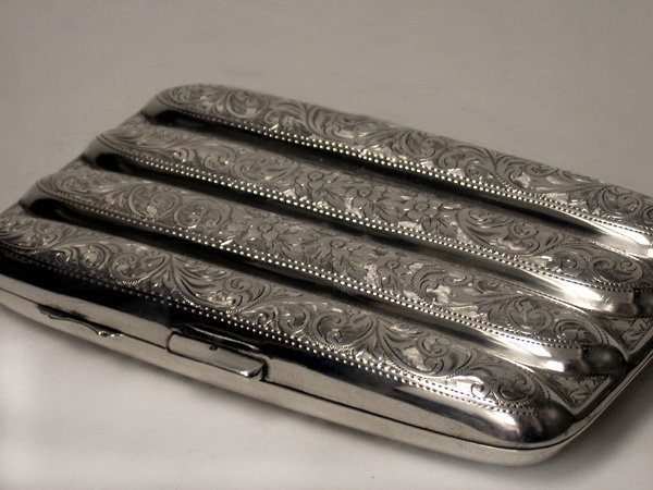 English Silver Cigar Case, Birmingham 1918 by J. Gloster Ltd.