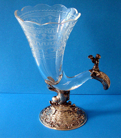 Continental Silver Vase, Cherub Cornucopia , Germany C.1880