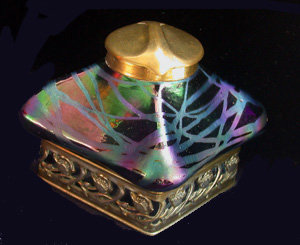 An Art Nouveau organically shaped Loetz style Inkwell, C.1900