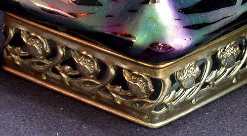 An Art Nouveau organically shaped Loetz style Inkwell, C.1900