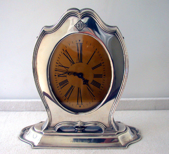 American Art Deco Sterling Clock, Reed & Barton, C.1920