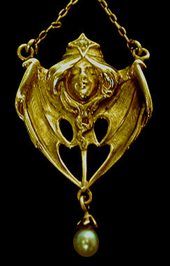 French Art Nouveau 18K, Pearl and Diamond Pendant, Henri-Auguste Solie, Paris C 1900