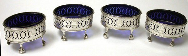 Hester Bateman set of 4 Georgian Salts, London 1790