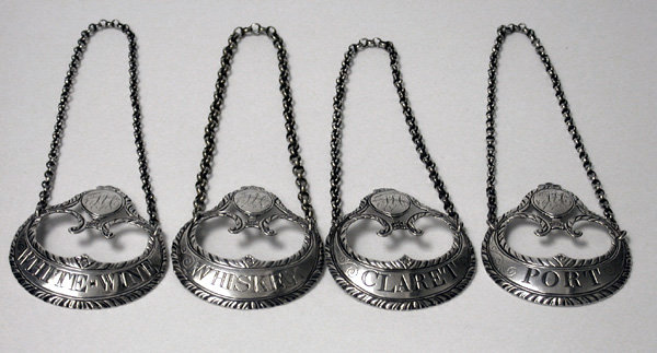 HESTER BATEMAN SET OF 4 WINE LABELS LONDON 1780