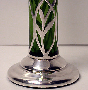 American Art Nouveau Sterling overlay Glass Vase C.1900