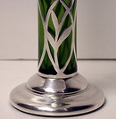 American Art Nouveau Sterling overlay Glass Vase C.1900