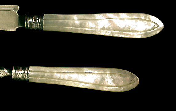 English Mother of Pearl Silver Fish Service,