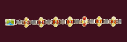 James Fenton Arts and Crafts Silver Enamel Bracelet, Birmingham 1909