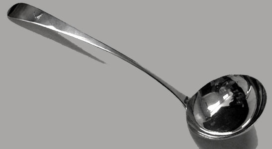 Irish Georgian Silver Old English Soup Ladle, Dublin 1803 Samuel Neville.