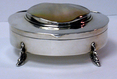 English Silver and Mother of Pearl Box, Birmingham 1905