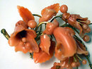 Large carved coral drop brooch, C.1850.