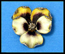 French Art Nouveau 18K enamel and diamond Pansy Brooch C.1890.