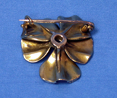 French Art Nouveau 18K enamel and diamond Pansy Brooch C.1890.