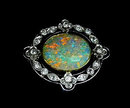 Murrle Bennett Edwardian Platinum 18K Opal Diamond Brooch, C.1910