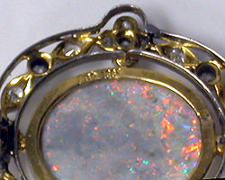 Murrle Bennett Edwardian Platinum 18K Opal Diamond Brooch, C.1910