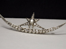 Antique Diamond Crescent Brooch , English C.1880