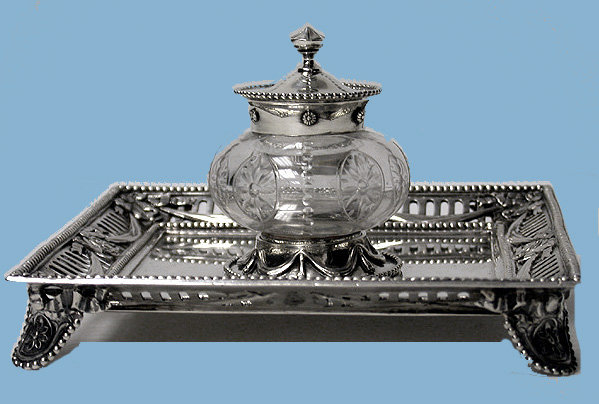 Antique Silver Inkstand, London 1906 by Garrard & Co
