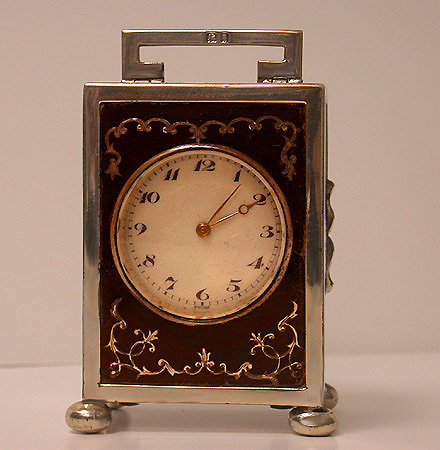 English Silver Carriage Clock, London 1924, Goldsmiths & Silversmiths Co