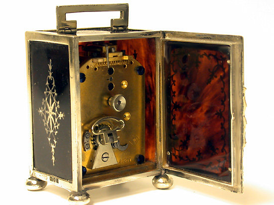 English Silver Carriage Clock, London 1924, Goldsmiths & Silversmiths Co