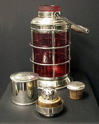 Asprey & Co Silver Plate Cocktail Shaker in the form of a Lantern, C.1940.