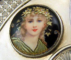 Aesthetic Silver enamel card case, Birmingham 1880, Elkington.
