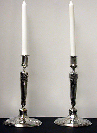 Pair of silvered metal Candlesticks, Germany C.1900 by Orivit.