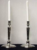 Pair of silvered metal Candlesticks, Germany C.1900 by Orivit.