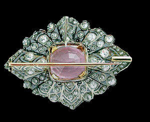 Art Deco Platinum Diamond and Kunzite Brooch 1925