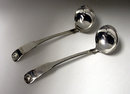 Pair of Scottish Georgian Silver Fiddle Shell Ladles, Edinburgh 1821