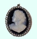 Antique Cameo Diamond Brooch Pendant , C.1920