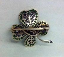 Antique Demantoid and Diamond clover Brooch , England C.1880