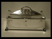 WMF Jugendstil Secessionist Silver plate large Jewellery Box, Germany 1906