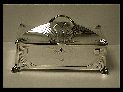 WMF Jugendstil Secessionist Silver plate large Jewellery Box, Germany 1906