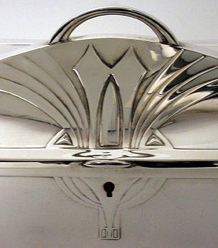 WMF Jugendstil Secessionist Silver plate large Jewellery Box, Germany 1906