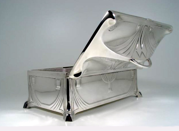 WMF Jugendstil Secessionist Silver plate large Jewellery Box, Germany 1906
