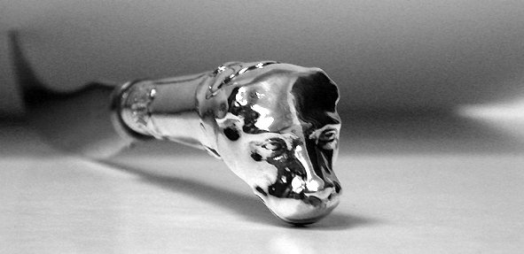 Rare set of 5 silver dog handled Knives, London 1839 by Storr & Mortimer.