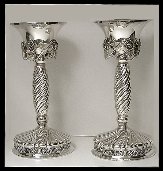 Pair of large Jensen Danish style Sterling Silver Candlesticks, C.1960