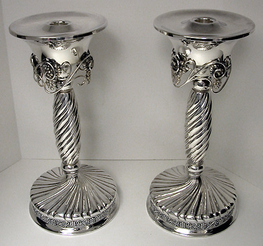 Pair of large Jensen Danish style Sterling Silver Candlesticks, C.1960