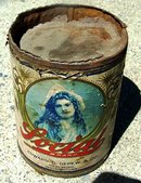 SOCIAL BRAND CORN FOOD CAN TIN-PRETTY LADY IMAGE