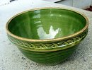 GREENWARE BOWL- GREEN GLAZE OVER YELLOWARE
