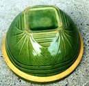 GREENWARE BOWL- GREEN GLAZE OVER YELLOWARE