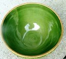 GREENWARE BOWL- GREEN GLAZE OVER YELLOWARE
