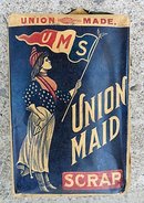 SCARCE UNION MAID SCRAP TOBACCO PACK-PATRIOTIC LADY IMAGE