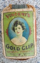 EARLY VINCENT'S GOLD CLIP SMOKING TOBACCO PACK-PRETTY LADY IMAGE