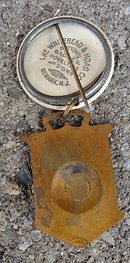N.E. RED MEN'S COUNCIL CELLULOID PINBACK WITH WATCH FOB--INDIAN IMAGE & FISH