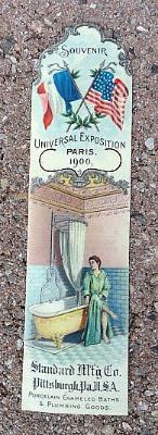 ADVERTISING CELLULOID BOOKMARK- GRAPHIC AND COLORFUL- UNIVERSAL EXPOSITION, PARIS-1900