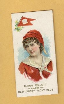 ANTIQUE DUKE CIGARETTES TOBACCO INSERT CARD-MAUDE MILLETT IN COLORS OF NEW JERSEY YACHT CLUB