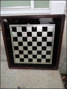 EARLY REVERSE PAINTING ON GLASS CHECKERBOARD