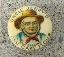 UNCLE JERRY'S NEW ENGLAND PAN CAKE FLOUR CELLULOID LAPEL BUTTON (PINBACK)