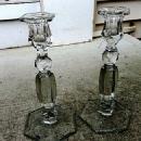 PAIR OF GLASS CANDLESTICKS-HEISEY?